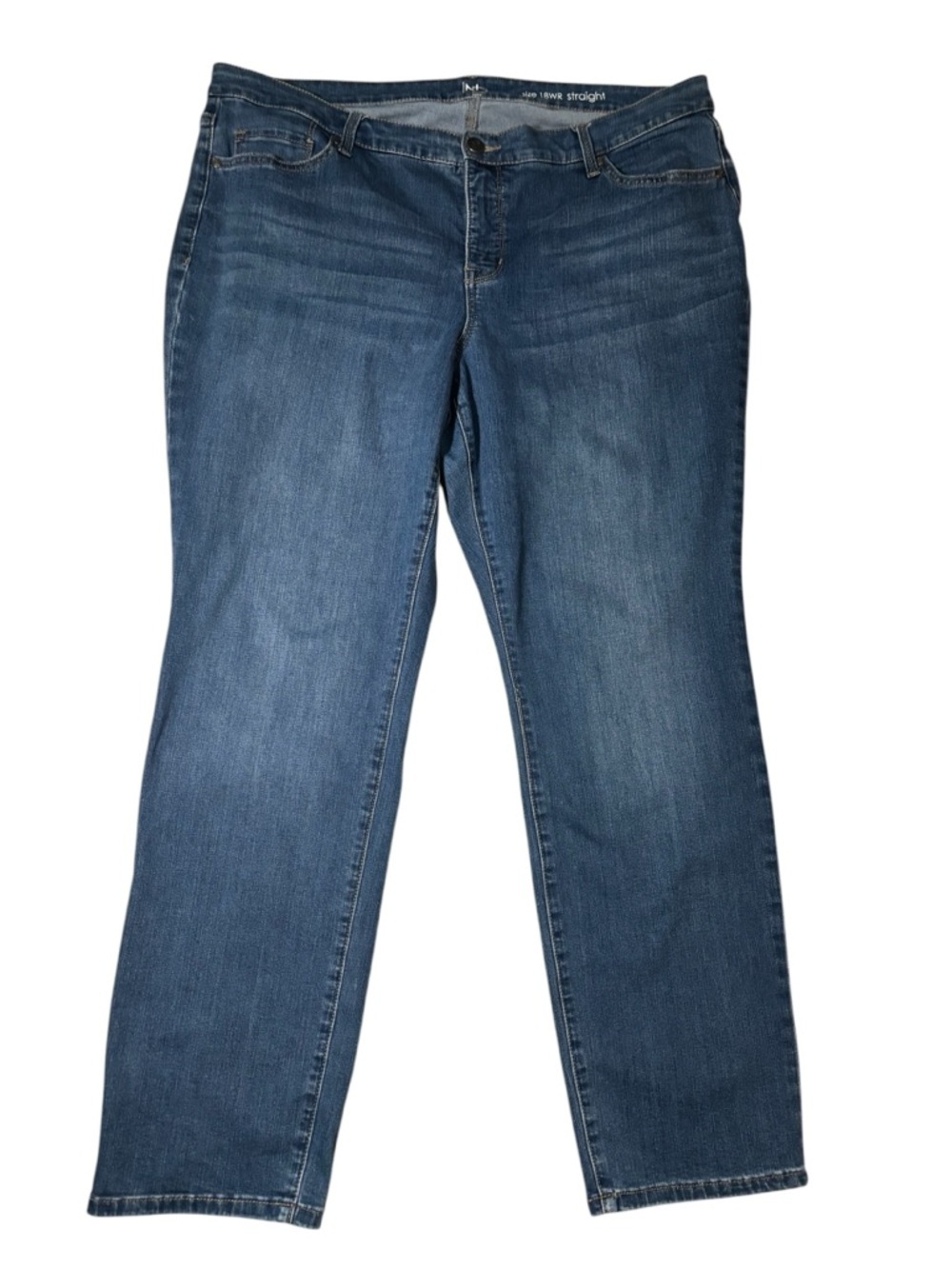 New Directions Curvy Straight Jeans Size 18W Medium Wash Stretch Denim